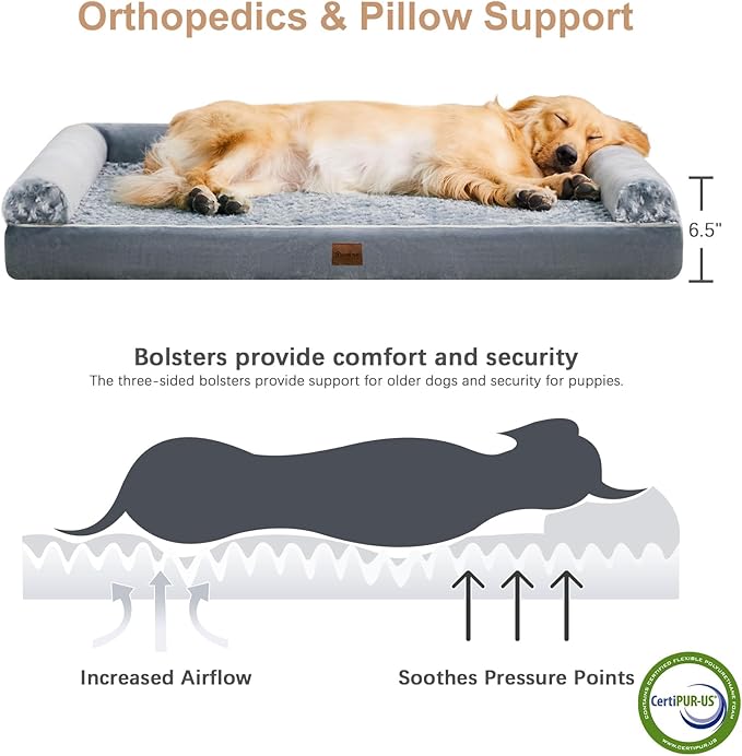 BFPETHOME Dog Beds Dogs, Orthopedic Dog Bed for Dogs,Big Waterproof Couch Pet Bed with Removable Washable Cover