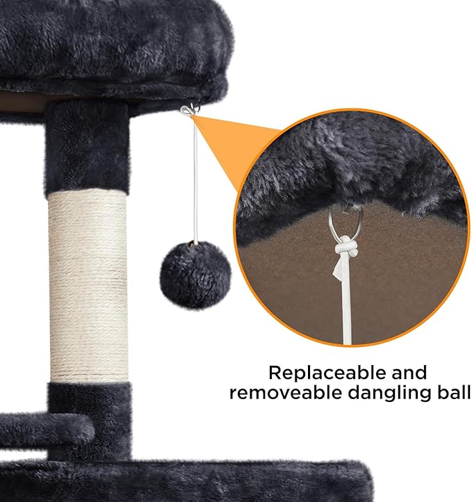 Yaheetech Cat Tree Cat Tower, 63in Multi-Level Pet Furniture for Indoor Kitten w/Sisal-Covered Scratching Posts & Condo, Activity Center for Kitty, Black