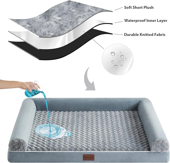 BFPETHOME Dog Beds Dogs, Orthopedic Dog Bed for Dogs,Big Waterproof Couch Pet Bed with Removable Washable Cover