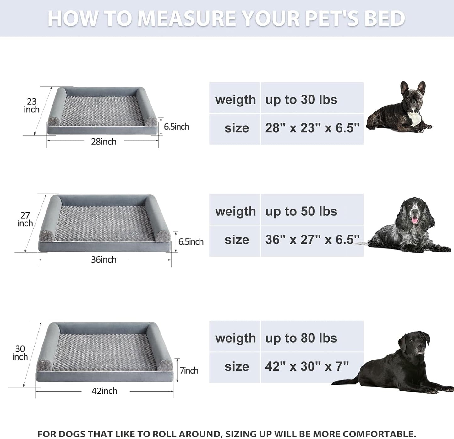 BFPETHOME Dog Beds Dogs, Orthopedic Dog Bed for Dogs,Big Waterproof Couch Pet Bed with Removable Washable Cover