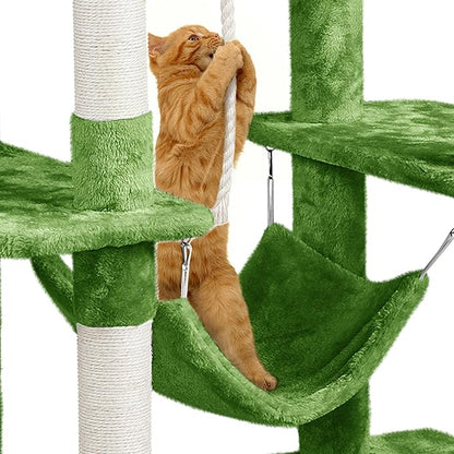 Yaheetech Cat Tree Cat Tower, 63in Multi-Level Cat Tree for Indoor Cats w/Sisal-Covered Scratching Posts & Condo, Cat Furniture Activity Center for Cats Kitten, Green