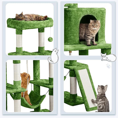 Yaheetech Cat Tree Cat Tower, 63in Multi-Level Cat Tree for Indoor Cats w/Sisal-Covered Scratching Posts & Condo, Cat Furniture Activity Center for Cats Kitten, Green